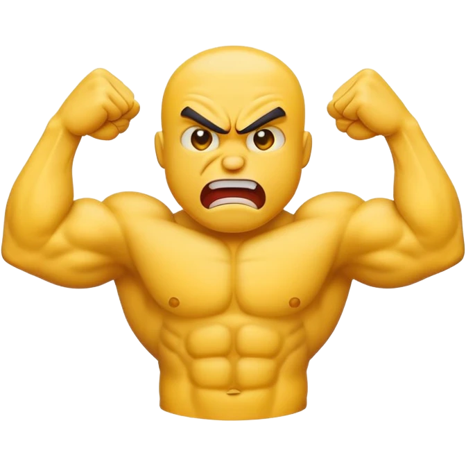 Angry emoji face with big arm muscles  emoji