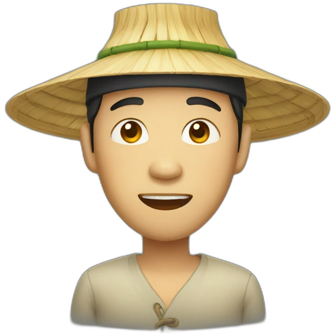 chinese man in bamboohat emoji