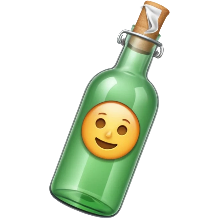 Message letter paper insside green Bottle emoji