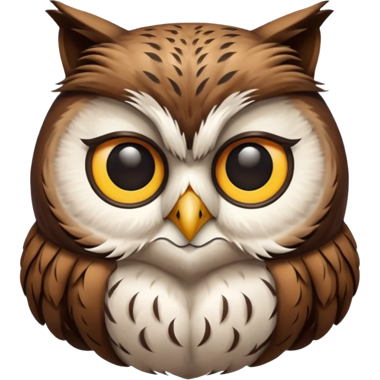 The real-life full sized owl with cat's face on transparent background emoji
