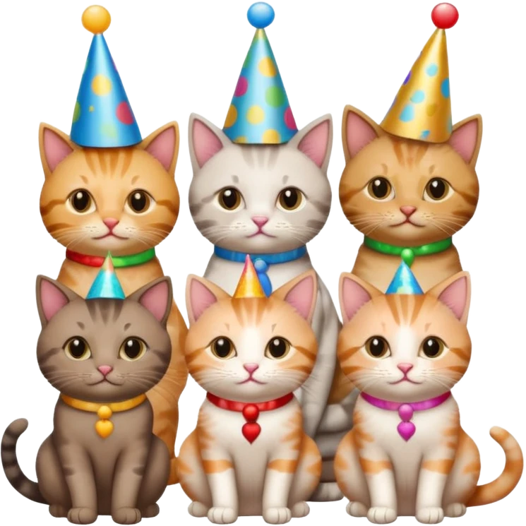 3 cats and a kitten at a birthday party emoji