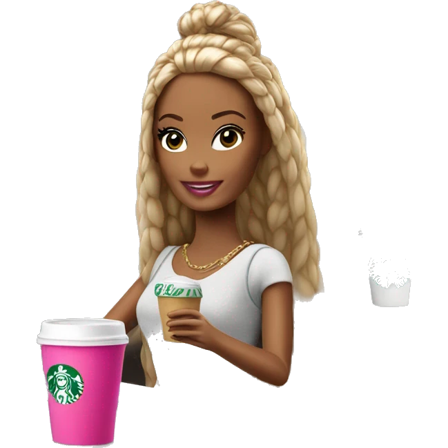 Barbie tomando starbucks emoji