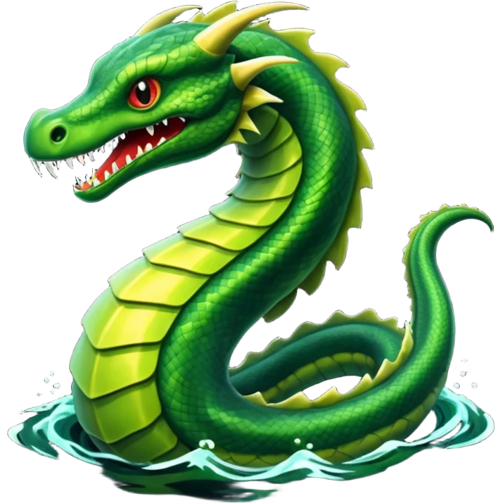 Sea Serpent – Long green snake-like monster rising from water emoji