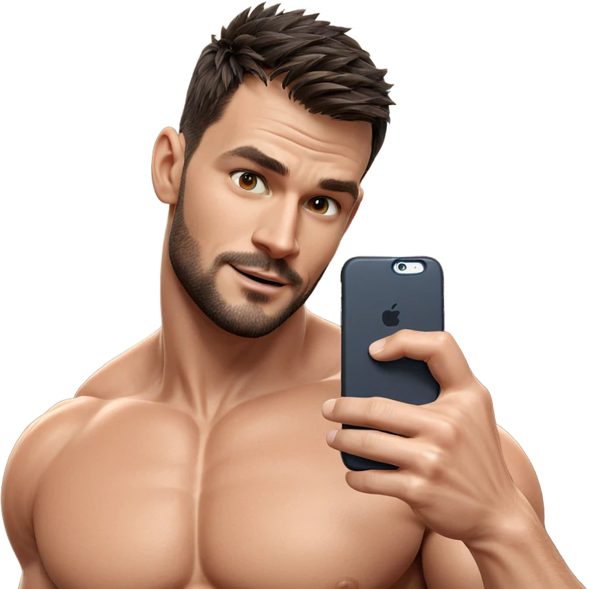 muscular guy taking selfie emoji