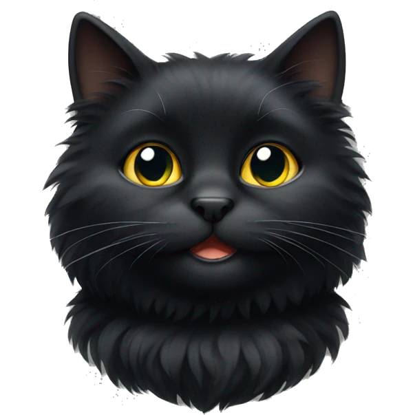 fluffy black cat emoji