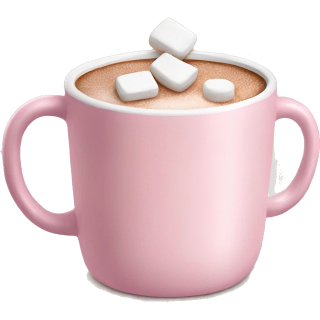 Light Pink mug of hot chocolate with marshmallows  emoji
