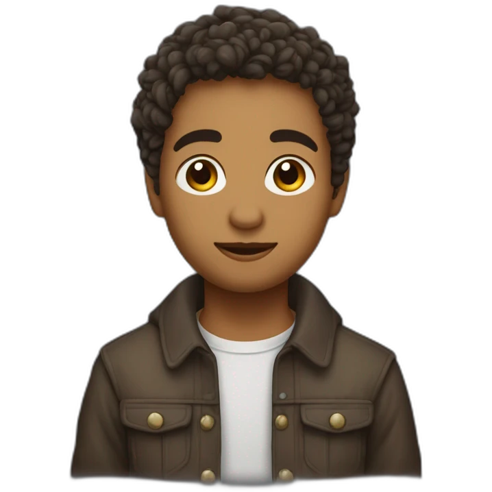 Garçon métisse cheveux bouclés avec un taper oreilles percée emoji