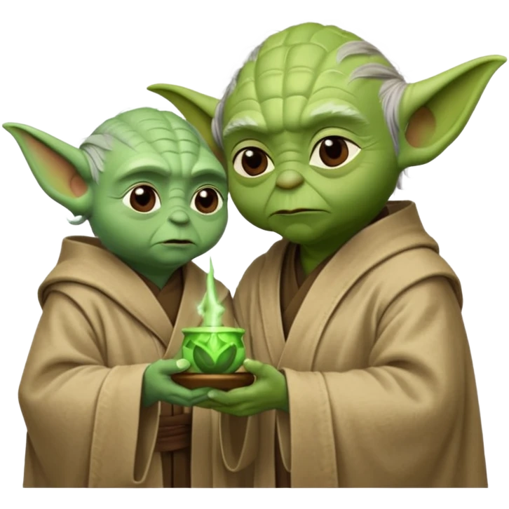 Yoda teaching Luke from Star Wars" the mivie emoji