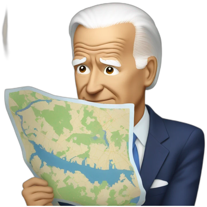Joe Biden holding a map upside down emoji