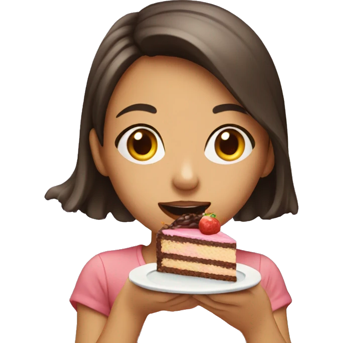 Girl eating cake emoji