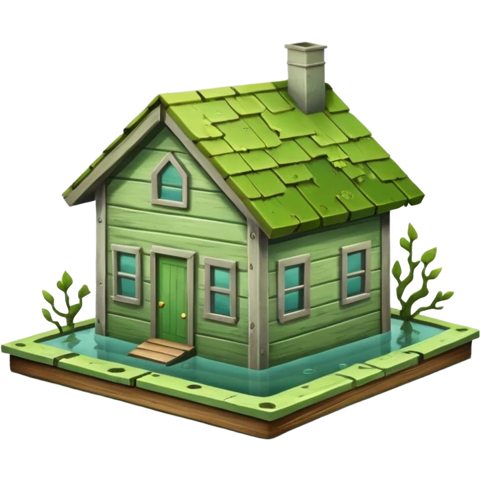 a house covered by water with the roof top only visible   emoji