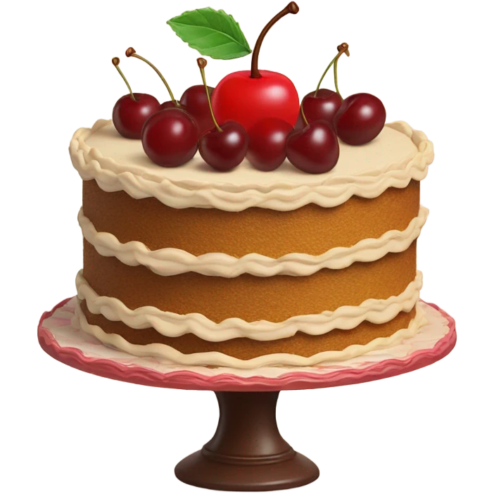 Vintage piped layered cake with cherry on top emoji