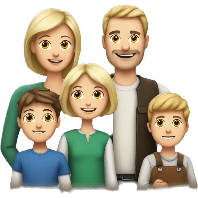 European Family with mum and dad and two boys emoji