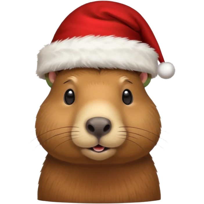 Una capibara con gorro navideño emoji