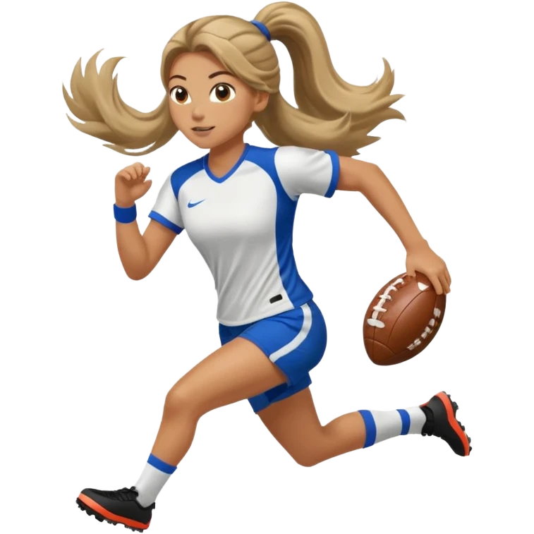 Long Haired Football Players, Female player with ponytail running emoji