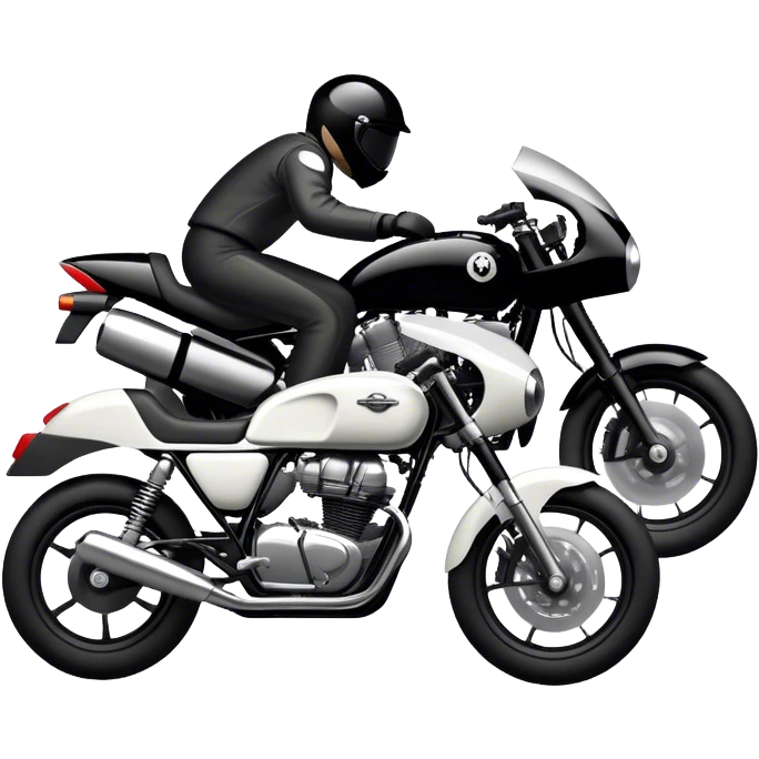 An icon showing a motorcycle and car racing side by side, leaving trails of speed and excitement. The silhouettes merge, symbolizing the thrill of adventure, custom tuning, and the freedom of the open road. A dynamic design on a transparent background, evoking passion for both vehicles. emoji