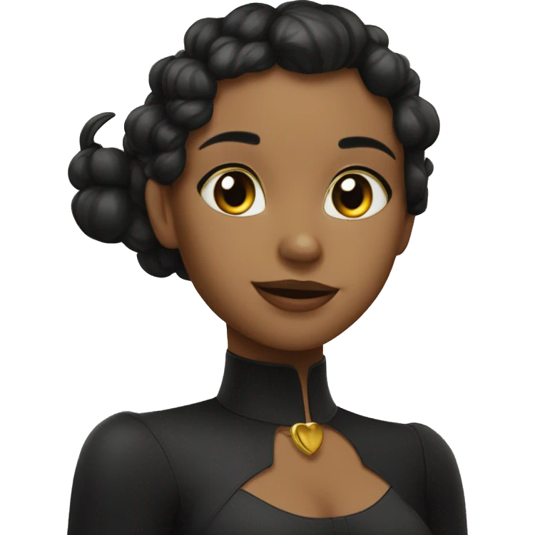 Gato negro con una chica pelo negro lacio y piel clara emoji