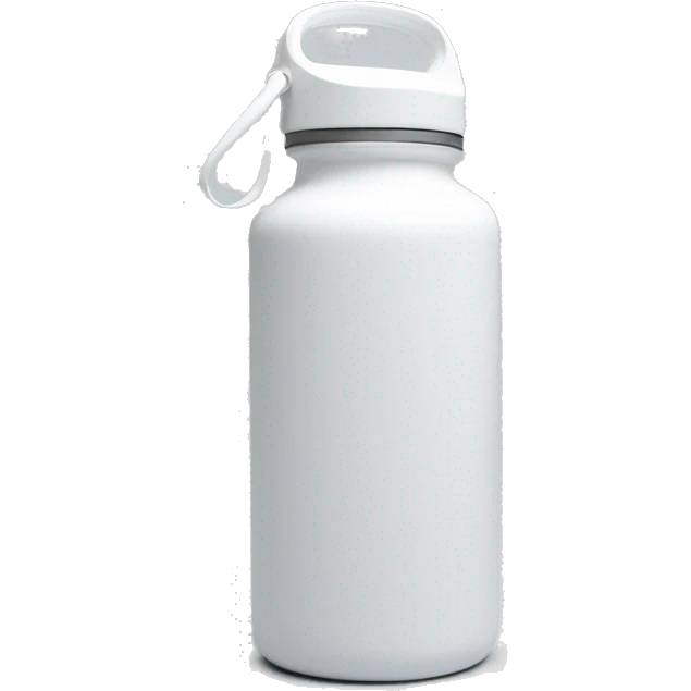 white water bottle with white lid, white handle strap emoji