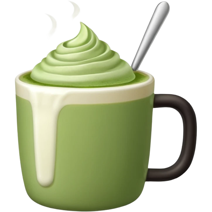 White background, matcha latte no  emoji