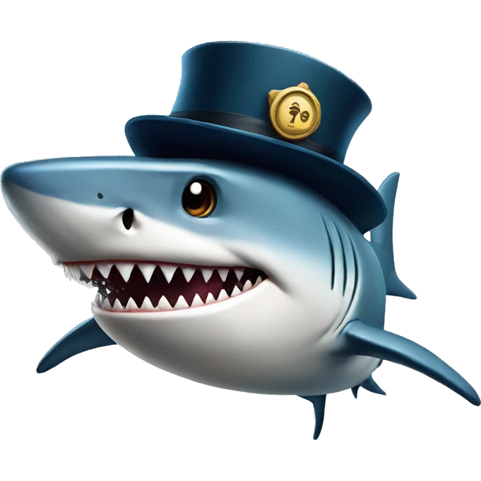 shark wearing tophat emoji