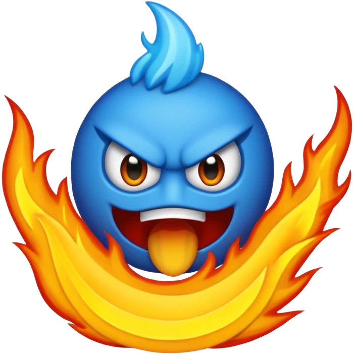 Rayos, centellas y fuego con expresiones de furia extrema azul emoji