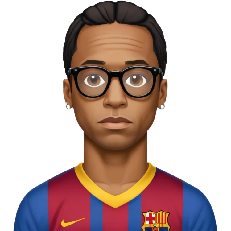 Travis Scott in black glasses and Barcelona jersey emoji