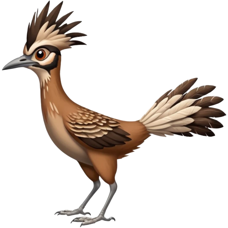 realistic roadrunner bird emoji, running with long feathered tail pointed down and back emoji