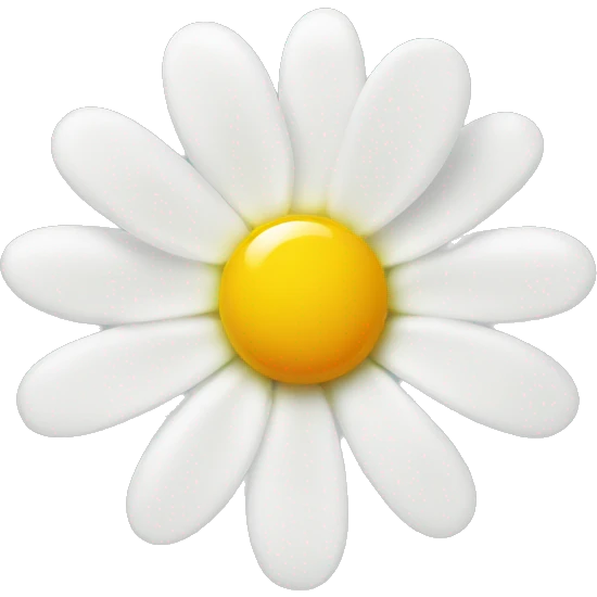 a solo white camomile with a yolk in the middle of it, no shadows emoji