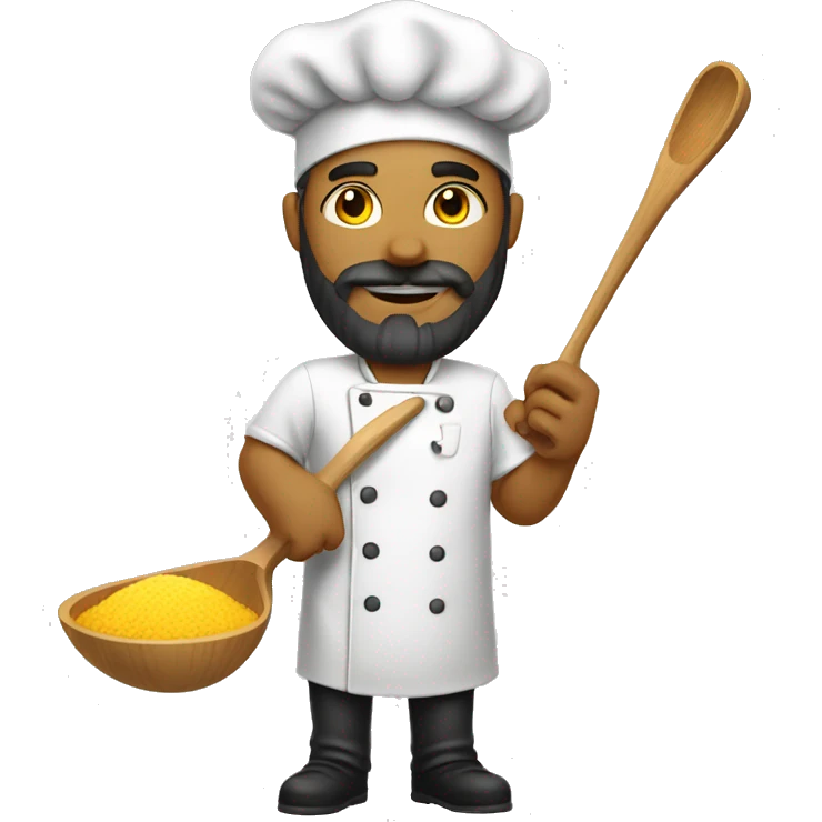 Chef, yellow skin, growing beard. with a wooden ladle in hand emoji