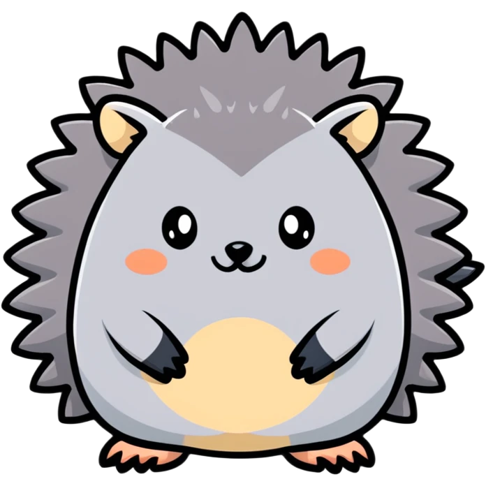 adorable grey hedgehog with round body, short spines, and tiny feet emoji
