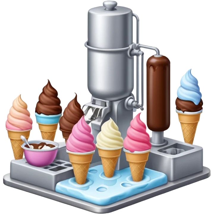 Ice cream factory with machines and production lines emoji