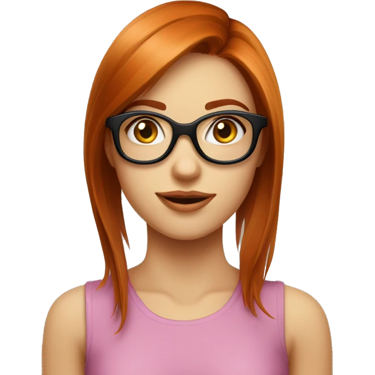 Fille rousse cheveux tres longs lisse lunettes ronde noire yeux   emoji