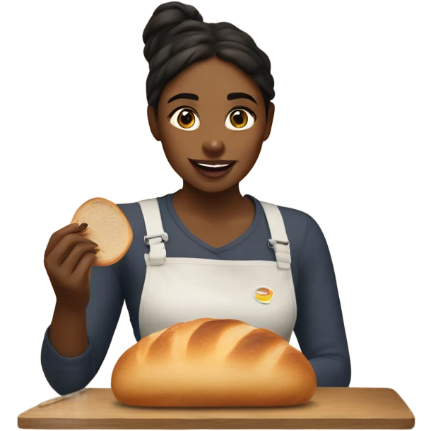 Girl doing makeup with sourdough bread emoji