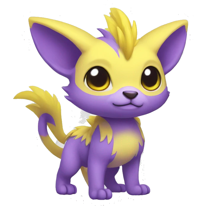 Cute cool purple yellow animal hybrid Fakemon full body emoji