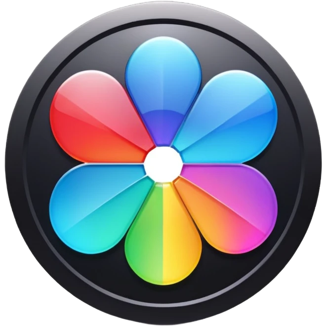 Davinci resolve "Color managment" shape, glossy iconm (rainbow colors) emoji