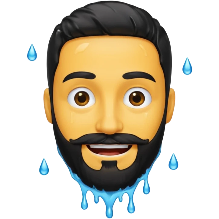 Smiling with black beard that is dripping wet emoji