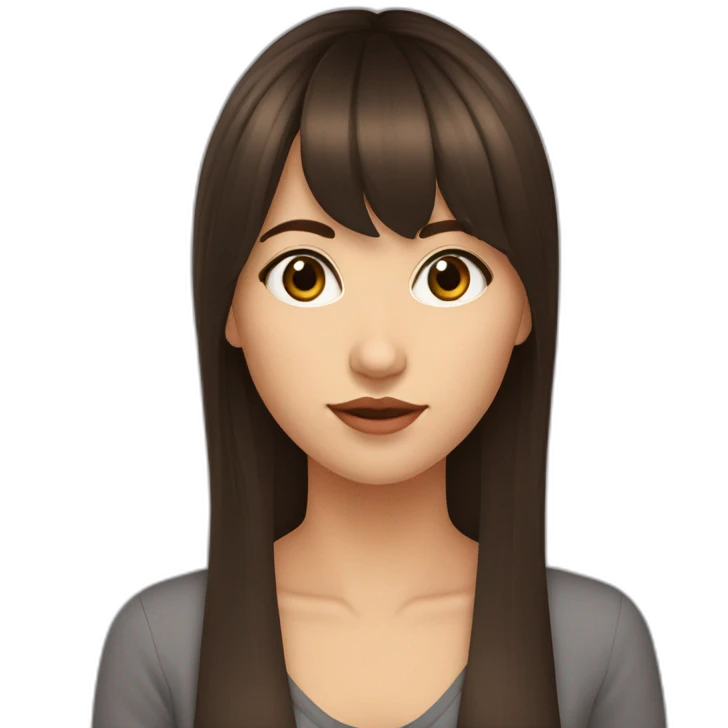 Coréenne jeune brune avec frange long emoji