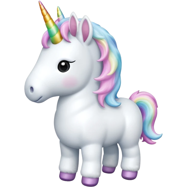 white unicorn toy facing towards camera full body emoji