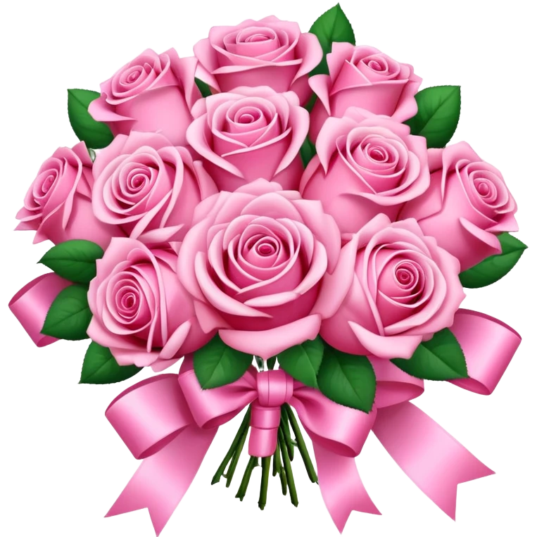 pink rose bouquet with pink ribbons  emoji