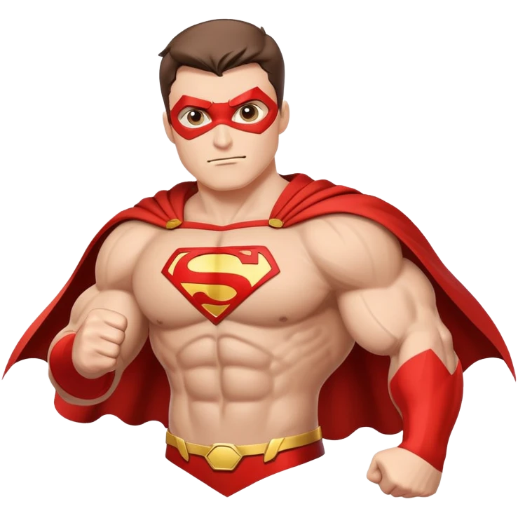 Superhero character with cape and muscular build emoji