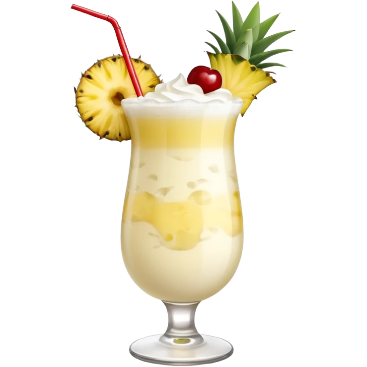 Pina colada mocktail with pineapple cherry garnishes and whipped cream  emoji