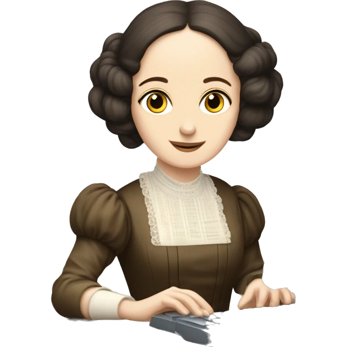 historical figure Ada Lovelace typing on a computer keyboard in 1843 emoji