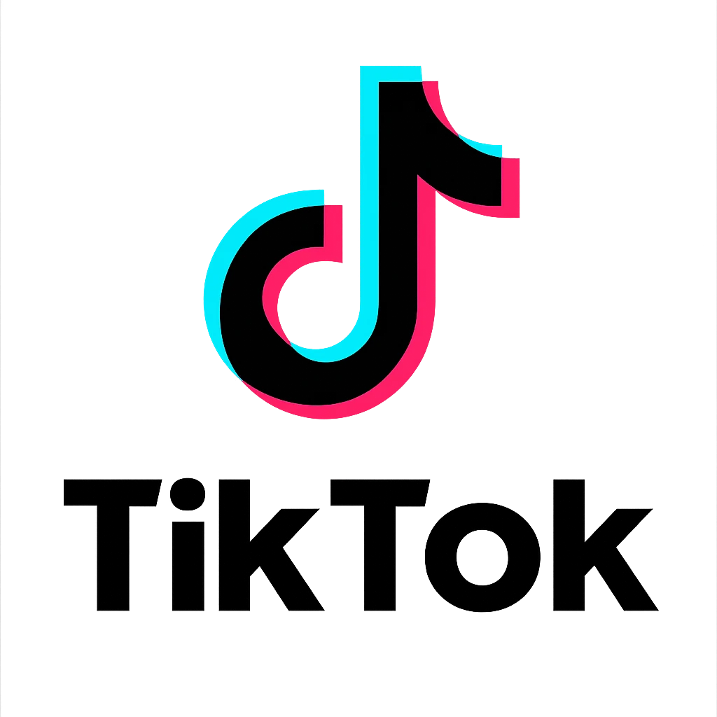 flat 2D TikTok logo, identical to the official logo, with accurate colors black, white, cyan, pink, transparent background, no stylization, for Discord role icon emoji