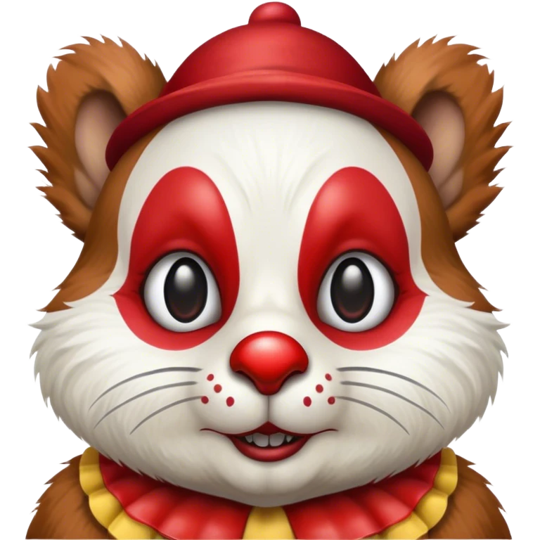 a squirrel dressed as a sad clown with a scar down one eye emoji