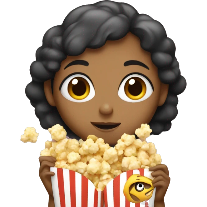 Girl eating popcorn with fish emoji