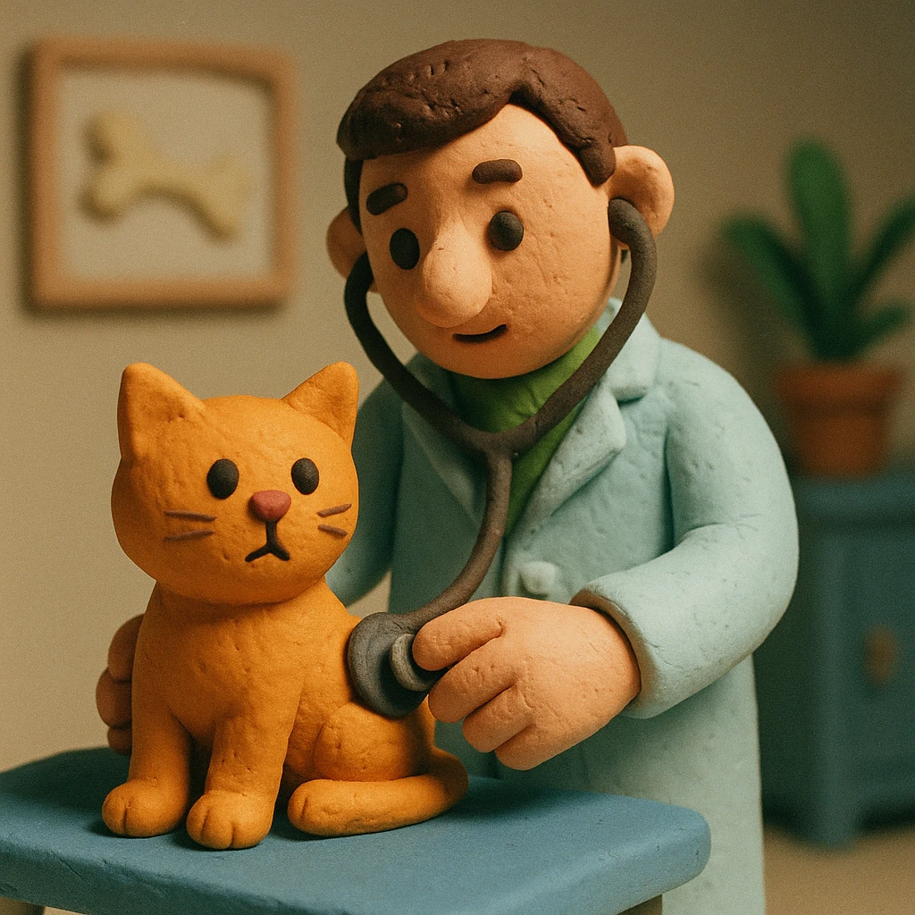 veterinarian examining a cat emoji