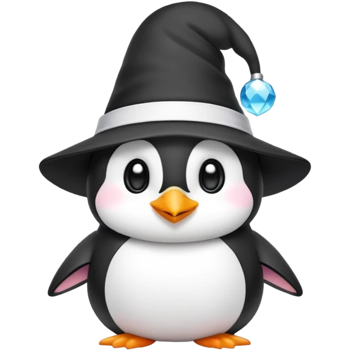 Pingouins kawaii avec un chapeau de magicien sur la tete emoji