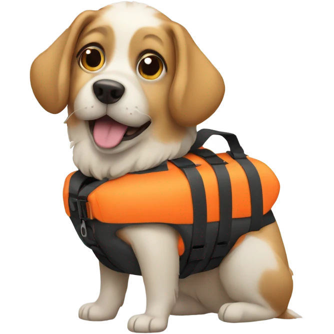 Dog wearing a life jacket  emoji