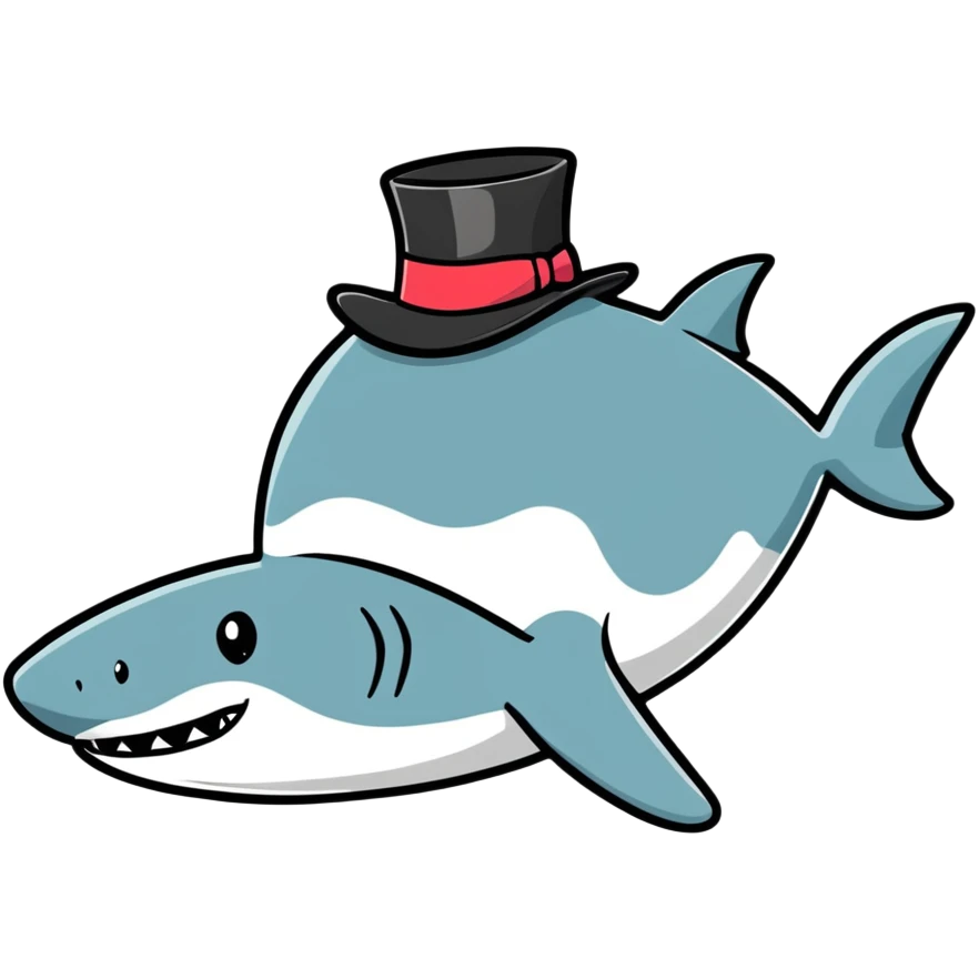 shark wearing a top hat emoji