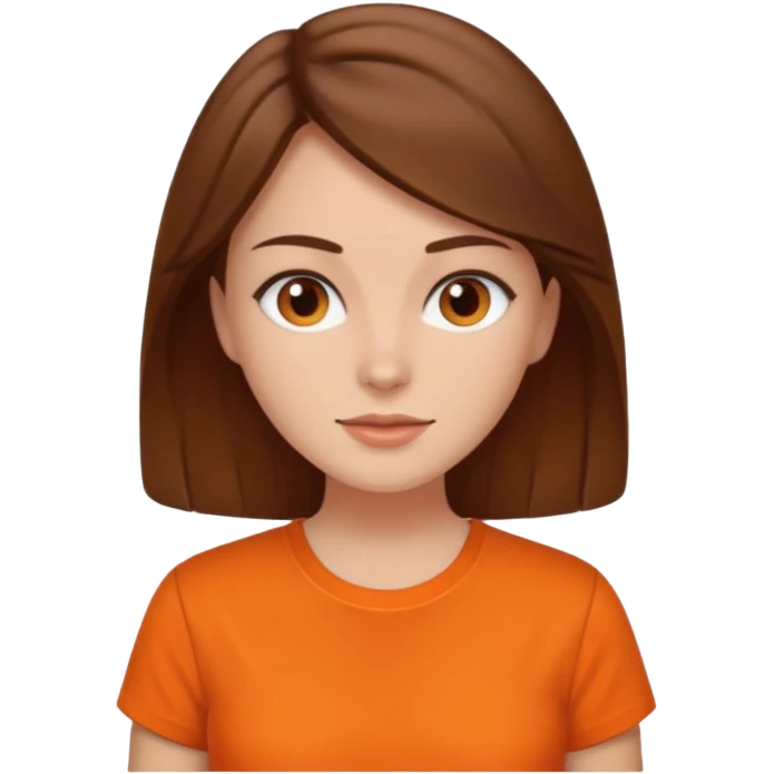brown haired woman with orange shirt emoji